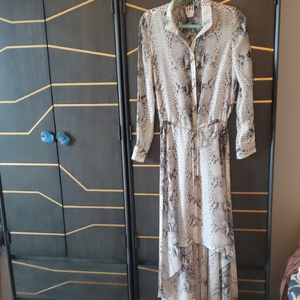 Haute Hippie Brown and White Long Sleeve Dress